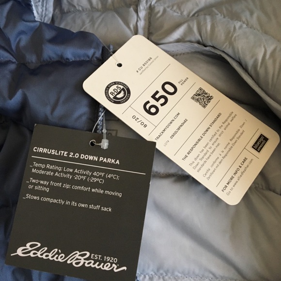 Eddie Bauer New CirrusLite 2.0 Down Parka Puffer XS Dusty Denim Blue - Picture 12 of 13